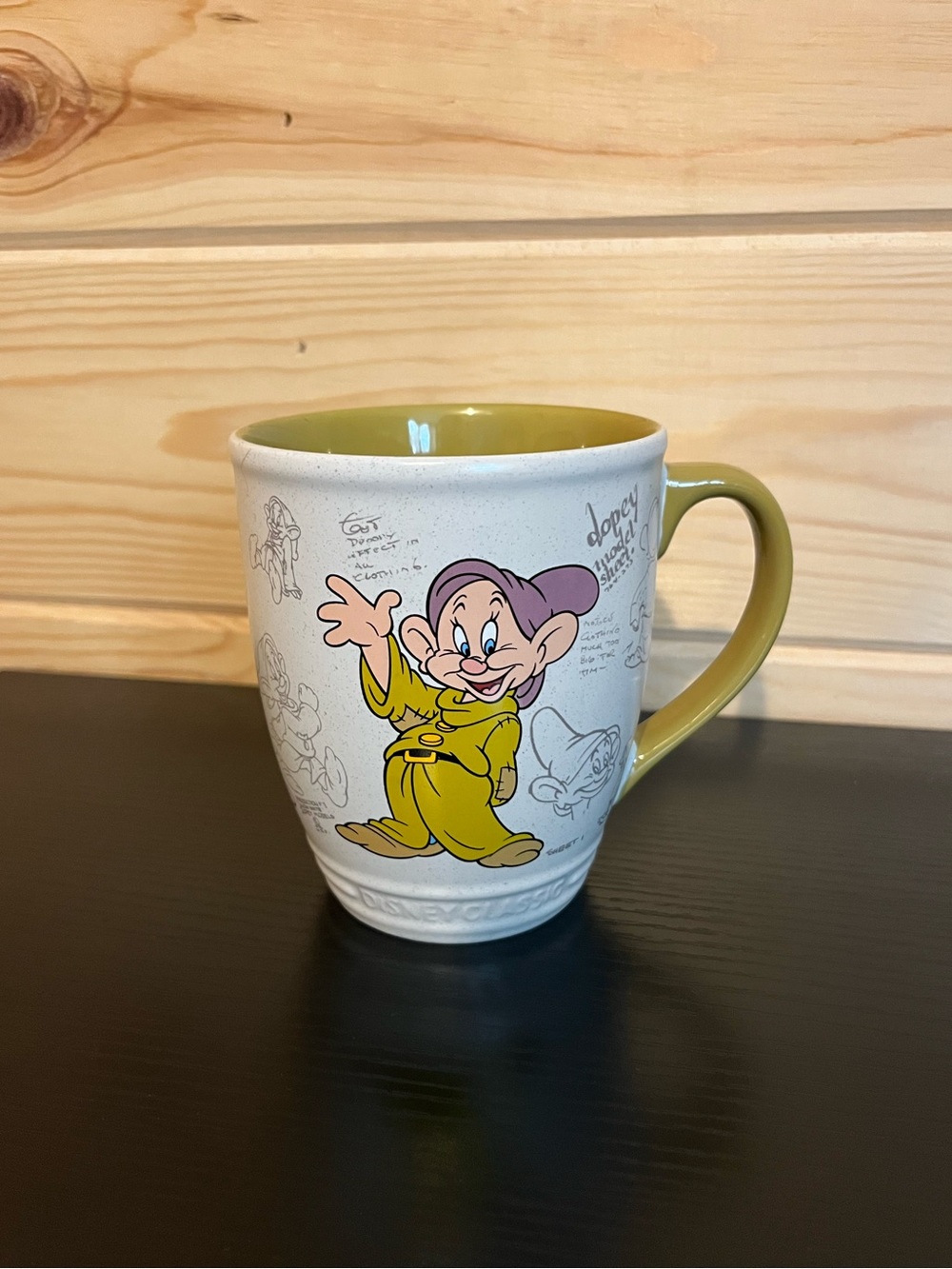 Disney Dopey Sketch Mug Authentic White Green Purple 16OZ